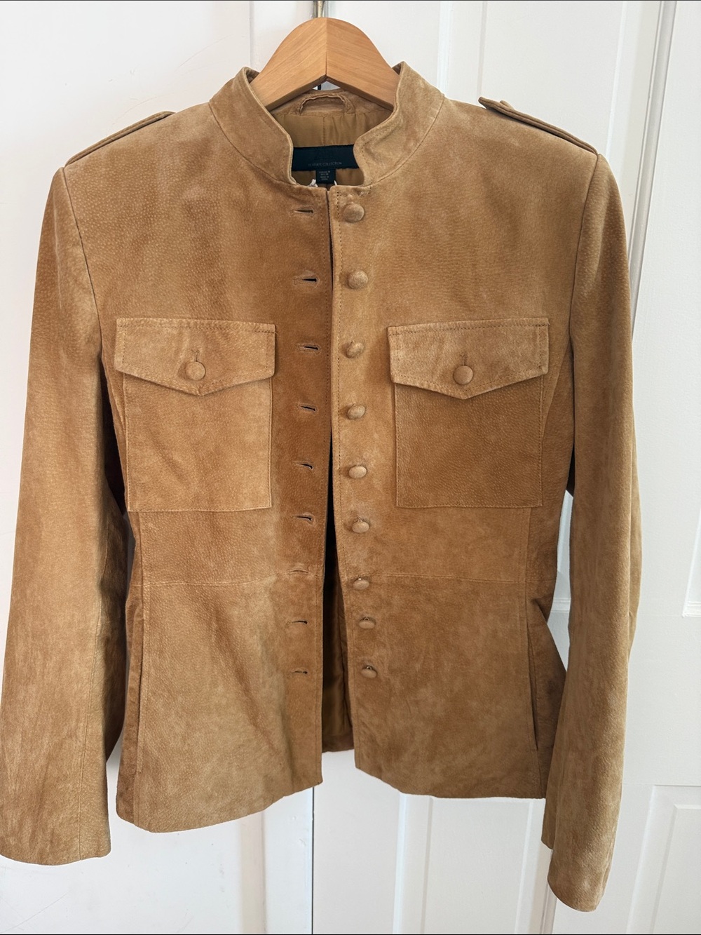 Zara Women's Suede Military-Style Jacket in Tan